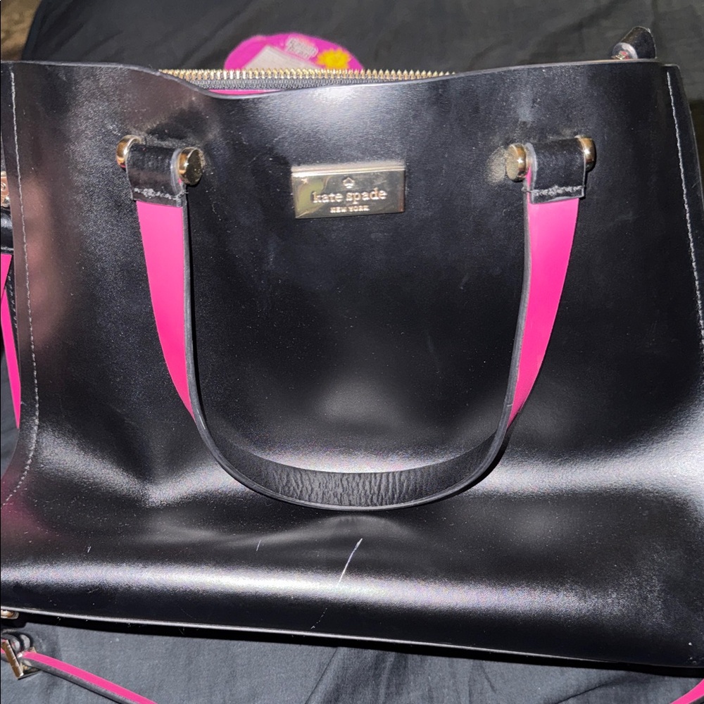kate spade Black and Hot Pink Leather Satchel